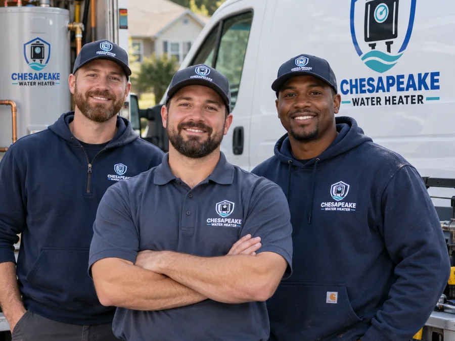 Chesapeake Water Heater technicians in work uniforms